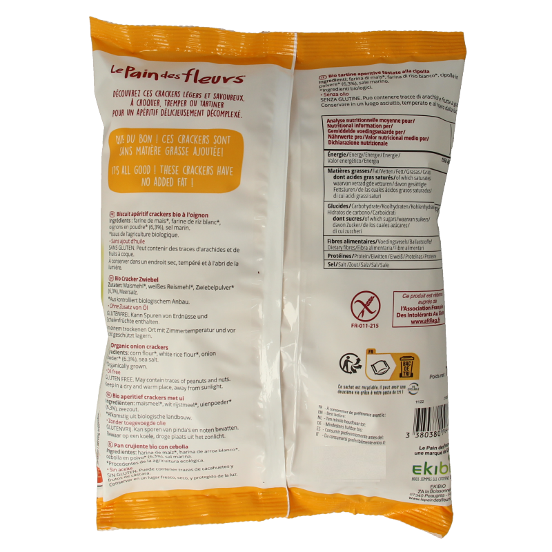 Pain Des Fleurs Salty snack uiencrackers glutenvrij bio 75 Gram