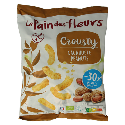 Pain Des Fleurs Chips gepoft pinda -30% zout glutenvrij vegan bio 75.00 Gram
