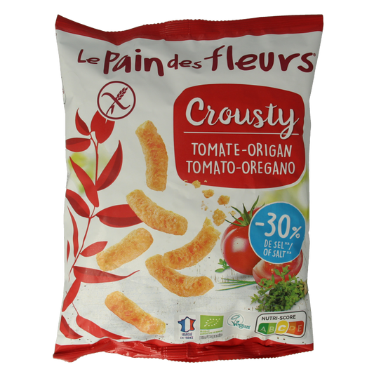 Pain Des Fleurs Chips gepoft tomaat basilicum glutenvrij bio vegan 75 Gram
