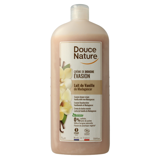 Douce Nature Douchecreme evasion vanillemelk uit Madagaskar bio 1 Liter