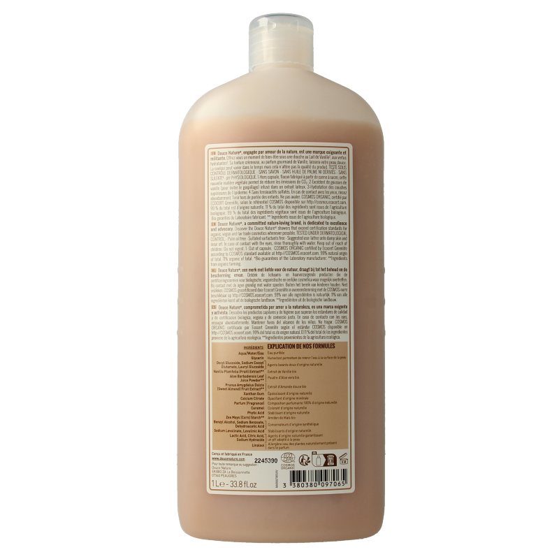 Douce Nature Douchecreme evasion vanillemelk uit Madagaskar bio 1 Liter