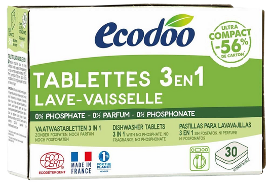 Ecodoo Vaatwastabletten 3-in-1 geconcentreerd eco 30 Stuks