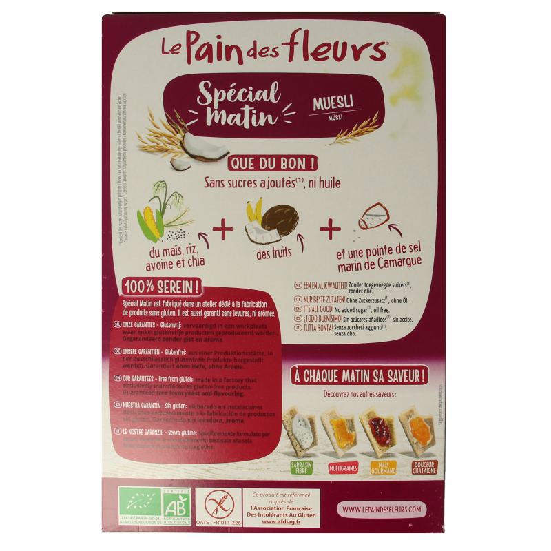 Pain Des Fleurs Special matin muesli ontbijtcrackers bio 230 Gram