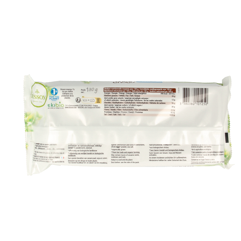 Bisson Stick choco melkchocolade bio 130 Gram