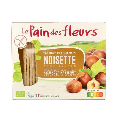 Pain Des Fleurs Krokante crackers hazelnoot glutenvrij bio 150.00 Gram