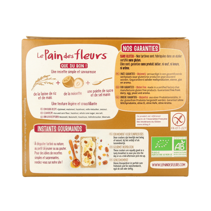 Pain Des Fleurs Krokante crackers hazelnoot glutenvrij bio 150.00 Gram
