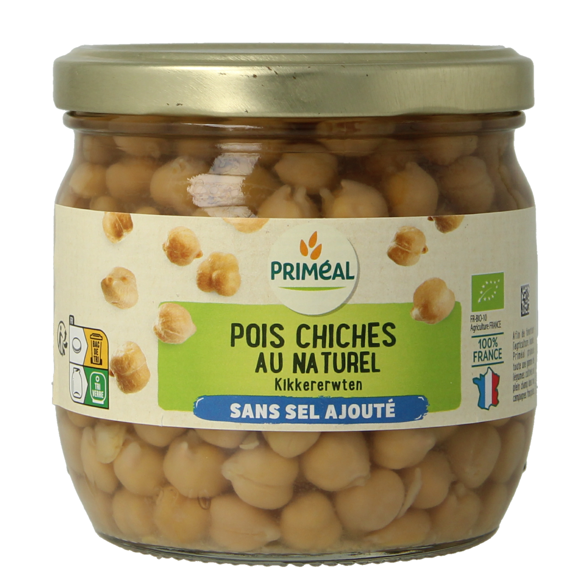 Primeal Kikkererwten zonder toegevoegd zout bio 330 Gram