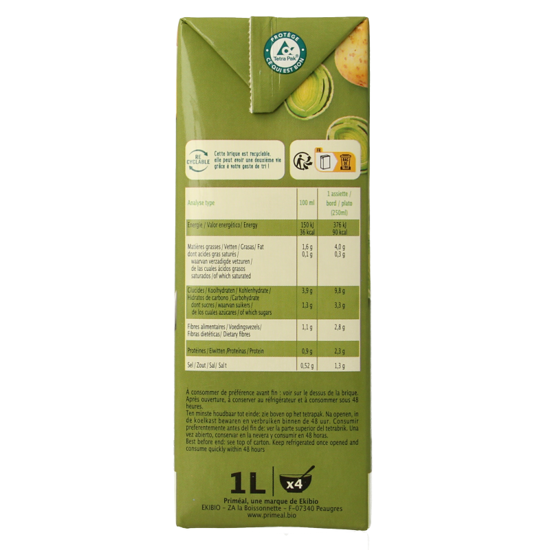 Primeal Aardappelsoep romig bio 1 Liter