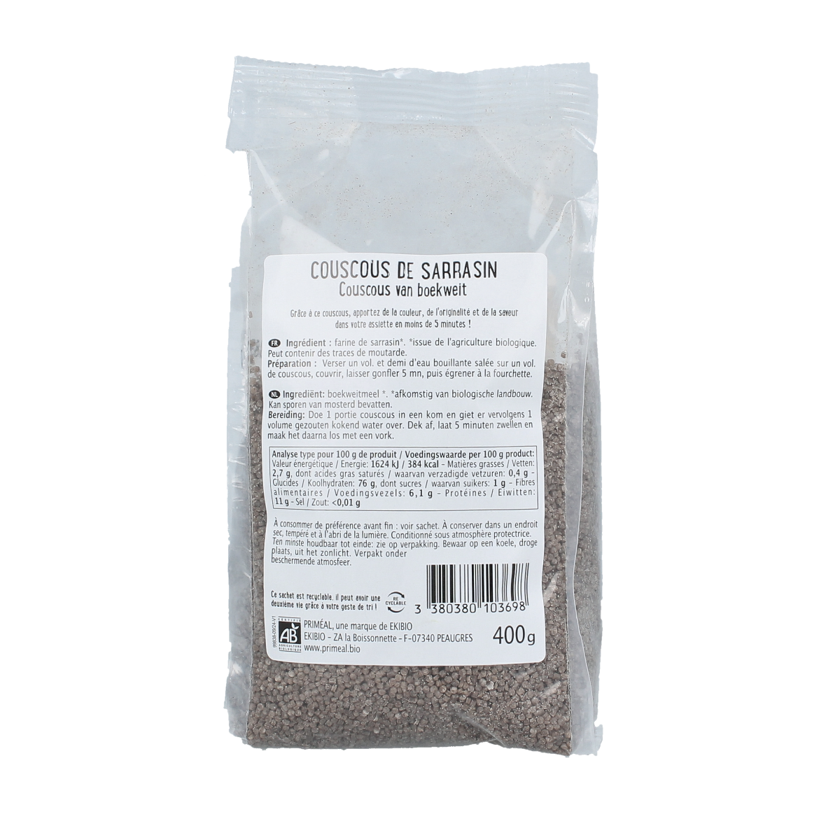Primeal Boekweit couscous bio 400.00 Gram