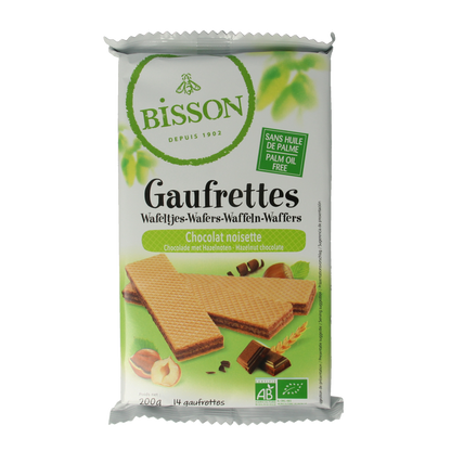 Bisson Wafels choco hazelnoot bio 200.00 Gram