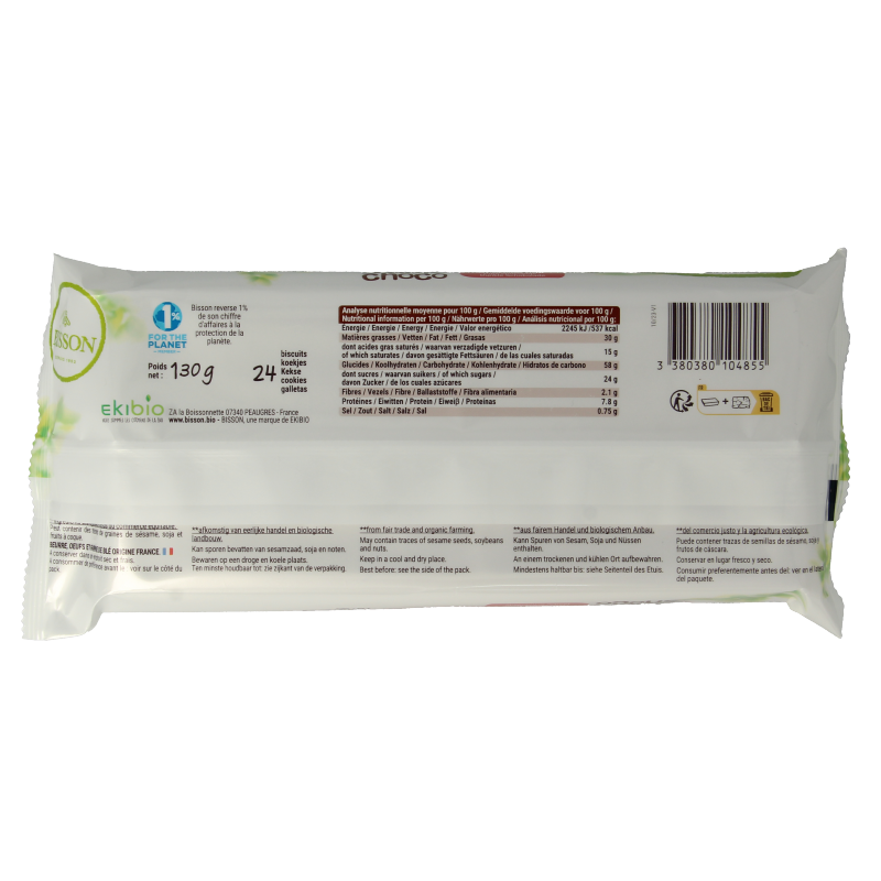 Bisson Stick choco pure chocolade bio 130 Gram