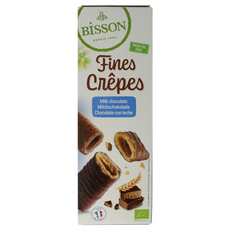 Bisson Krokante wafelrolletjes met melkchocolade bio 90 Gram