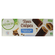 Bisson Krokante wafelrolletjes met melkchocolade bio 90 Gram