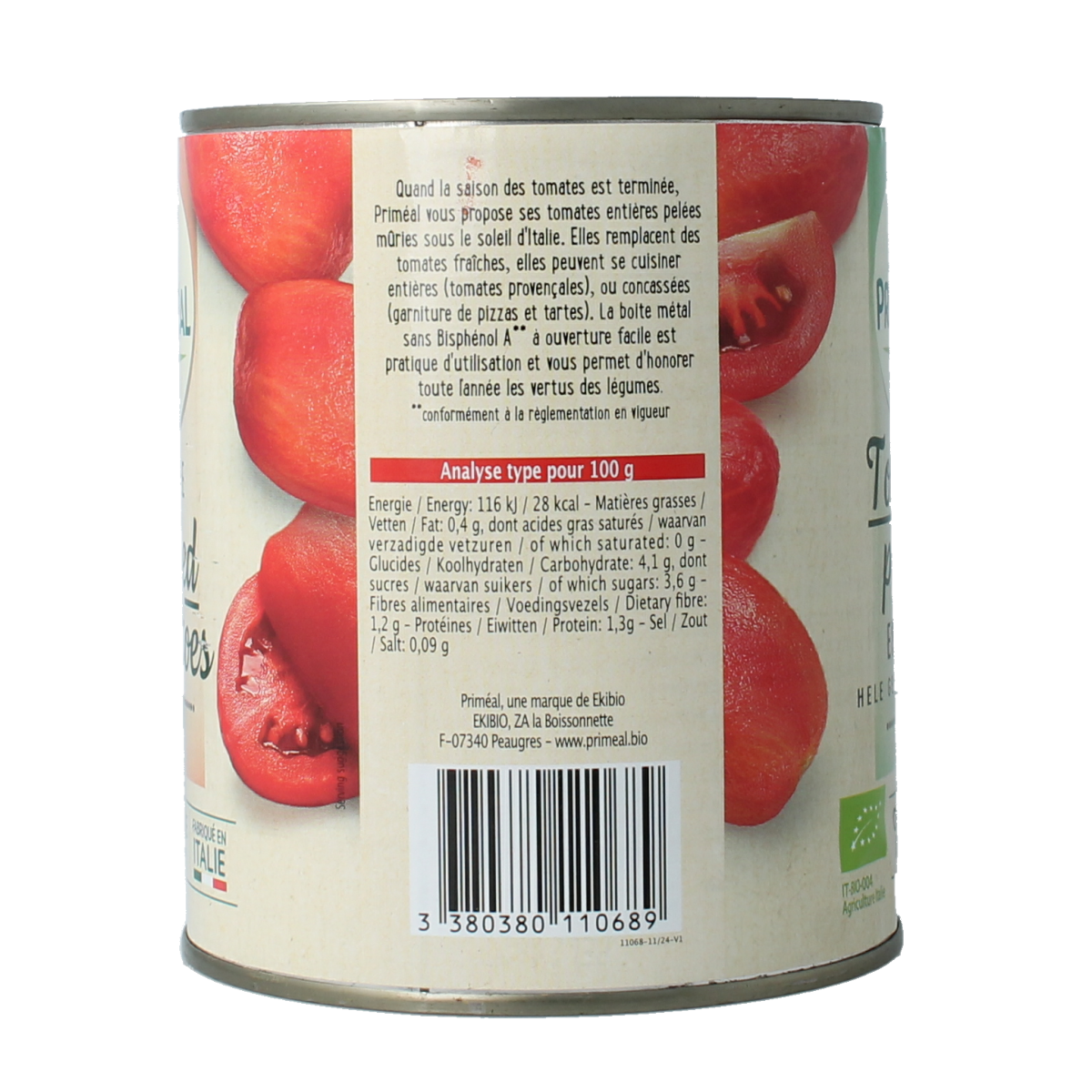 Primeal Tomaten gepeld bio 800.00 Gram