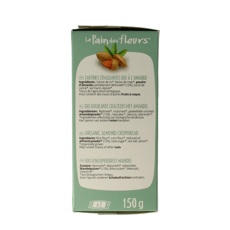 Pain Des Fleurs Crackers met amandel bio 150 Gram
