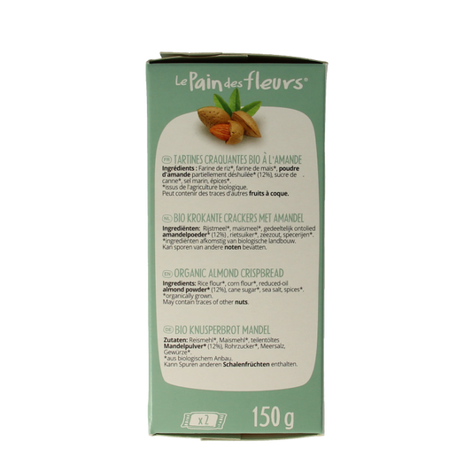 Pain Des Fleurs Crackers met amandel bio 150 Gram