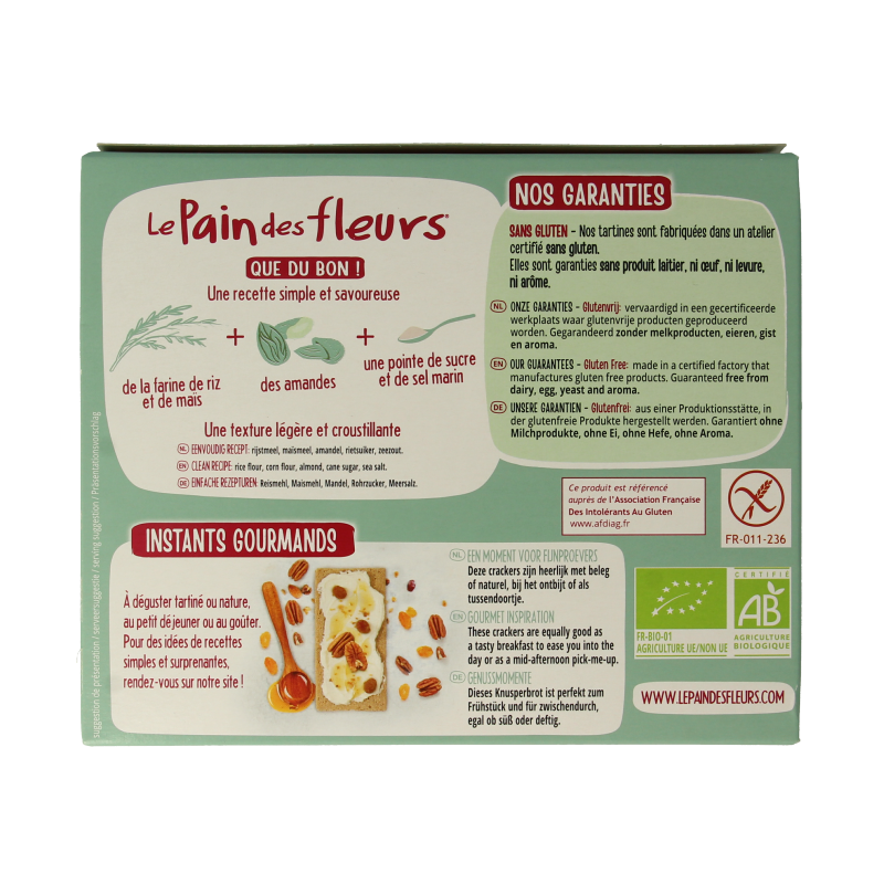 Pain Des Fleurs Crackers met amandel bio 150 Gram