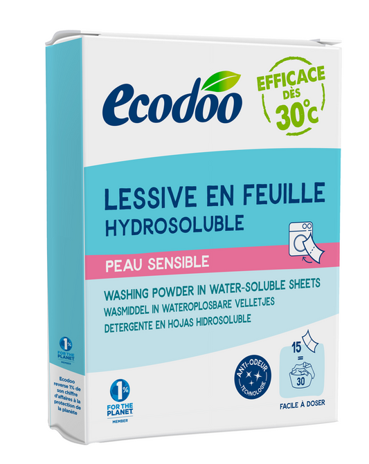 Ecodoo Wasstrips laundry sheets gevoelige huid eco 52 Gram