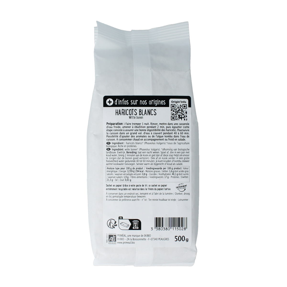 Primeal Witte bonen bio 500.00 Gram