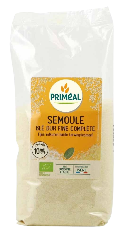 Primeal Fijn volkoren harde tarwegriesmeel bio 500 Gram