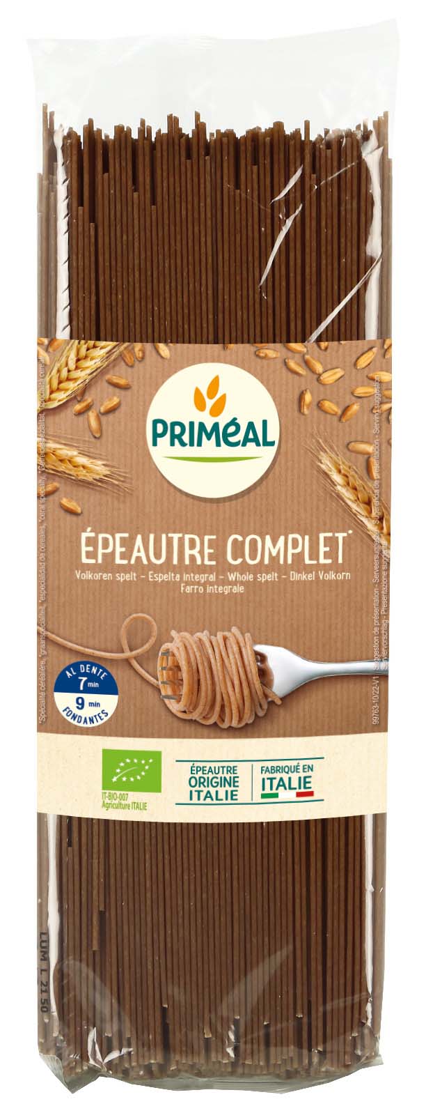 Primeal Spelt spaghetti volkoren bio  500 Gram