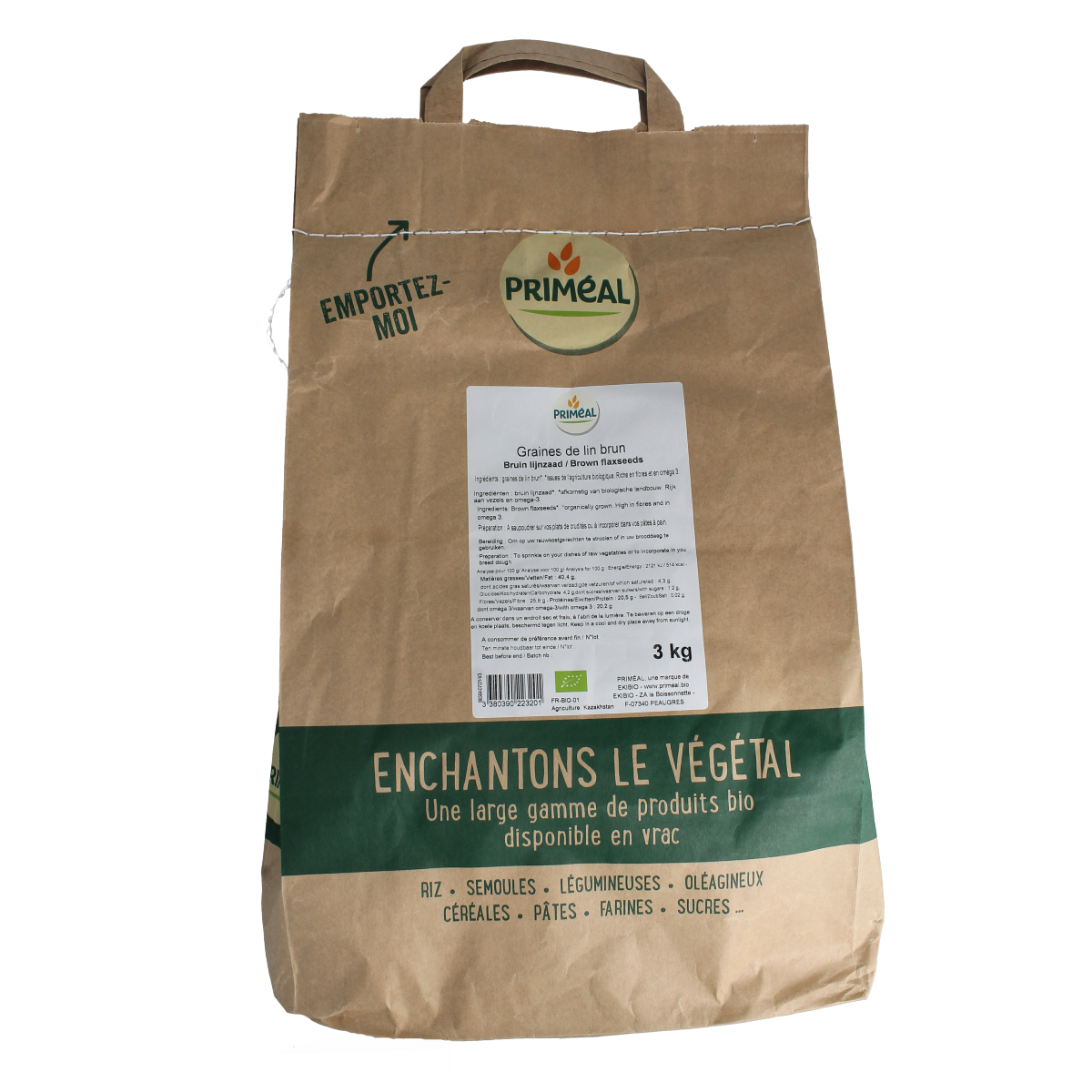 Primeal Lijnzaad bruin bio 3.00 Kilogram