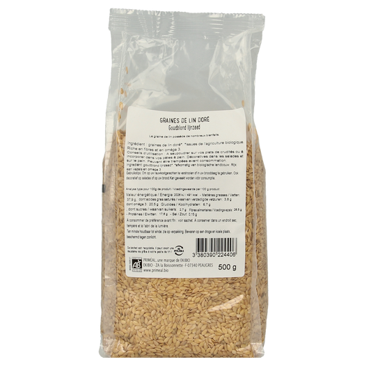 Primeal Lijnzaad goudblond bio 500.00 Gram