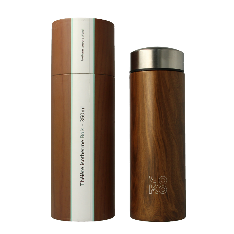 Yoko Drinkfles wood met theefilter isotherm 350ml 1 Stuks