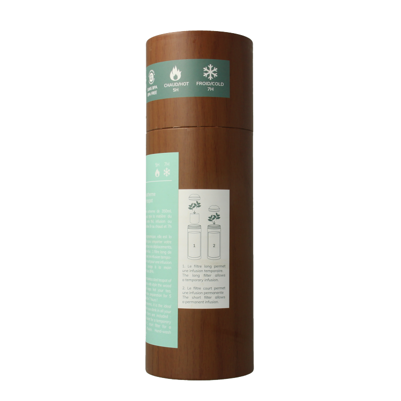 Yoko Drinkfles wood met theefilter isotherm 350ml 1 Stuks