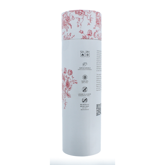 Yoko Drinkfles Toile de Jouy red isotherm 500ml 1 Stuks
