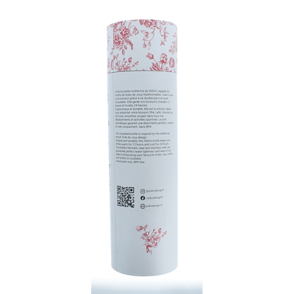 Yoko Drinkfles Toile de Jouy red isotherm 500ml 1 Stuks