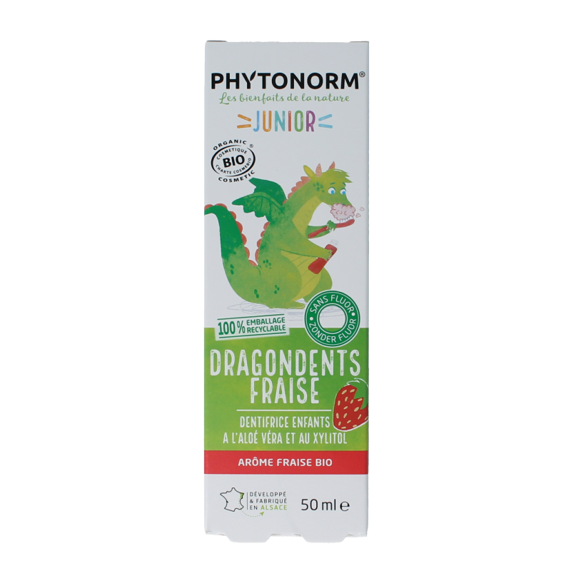 Phytonorm Dragondent tandpasta kind aardbei 50 Milliliter