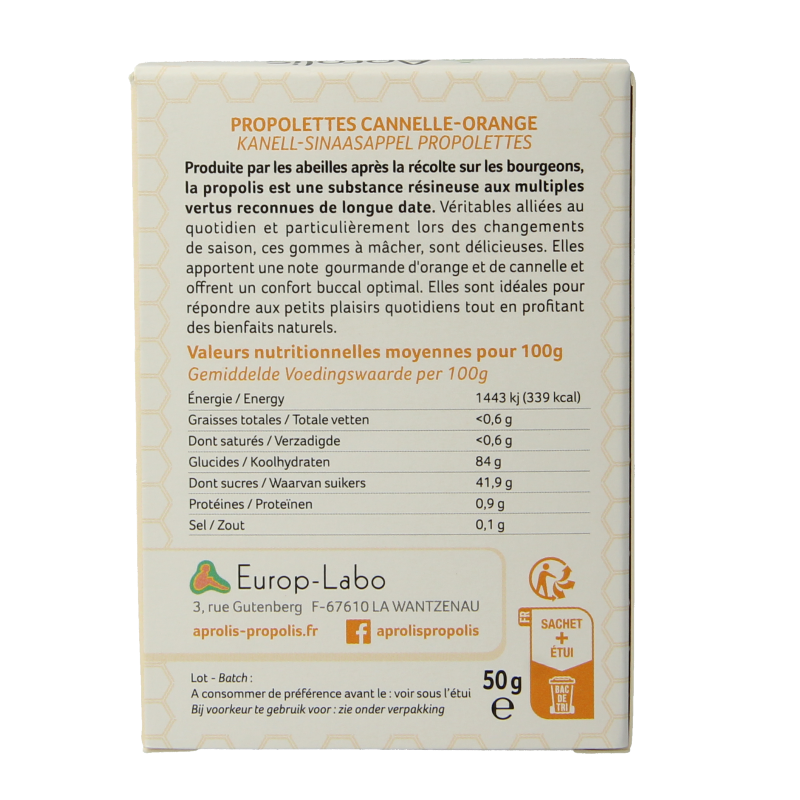 Aprolis Propolis kaneel - sinaasappel bio 50 Gram