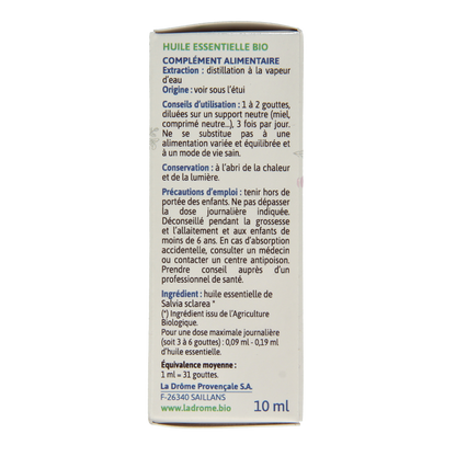 Ladrome Scharlei olie bio 10.00 Milliliter