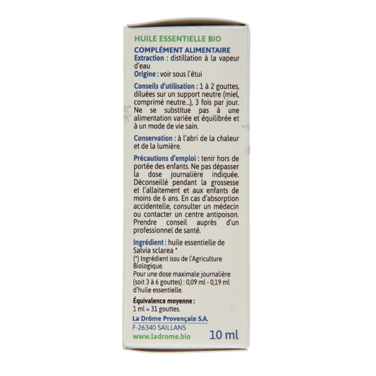 Ladrome Scharlei olie bio 10 Milliliter