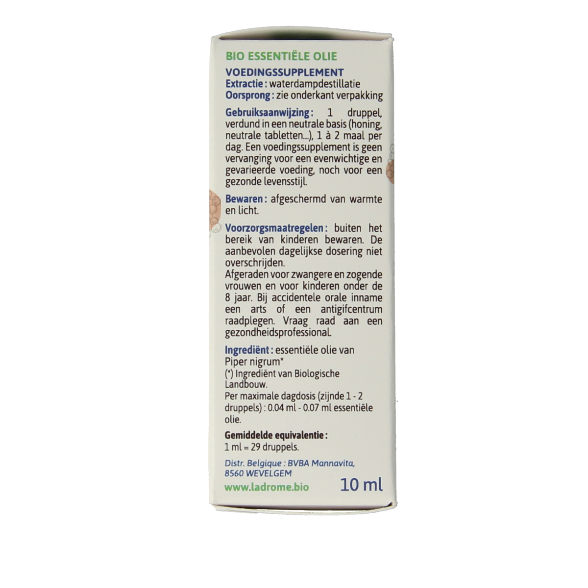 Ladrome Zwarte peper olie bio 10.00 Milliliter