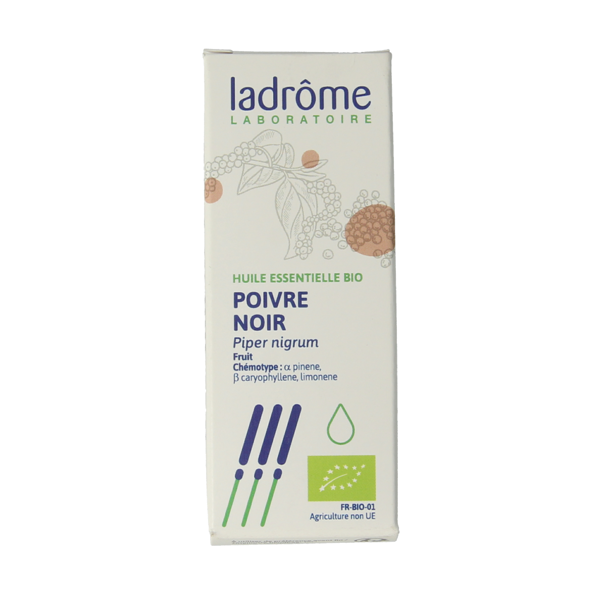 Ladrome Zwarte peper olie bio 10.00 Milliliter