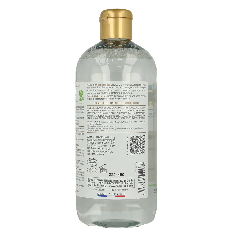 So Bio Etic Argan anti-aging micellar water 500 Milliliter