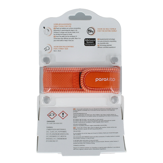 Parakito Anti mug armband volwassenen oranje 1 Stuks