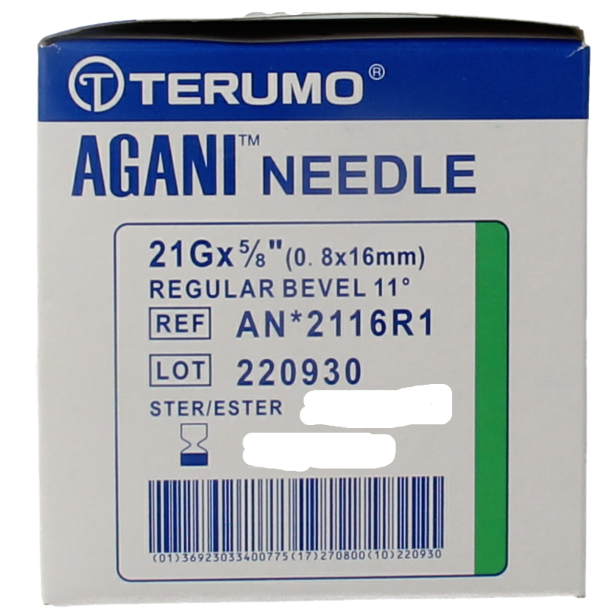 Terumo Injectienaald 21G groen 0.8 x 16 100.00 Stuks