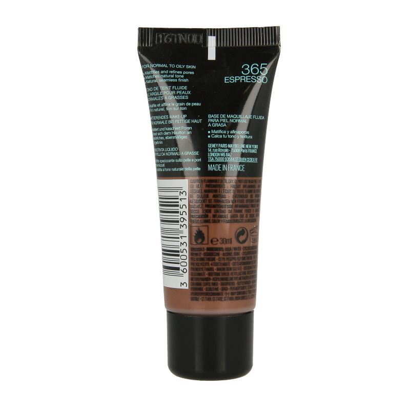 Maybelline Fit Me matte & poreless foundation 365 espresso  1 Stuks