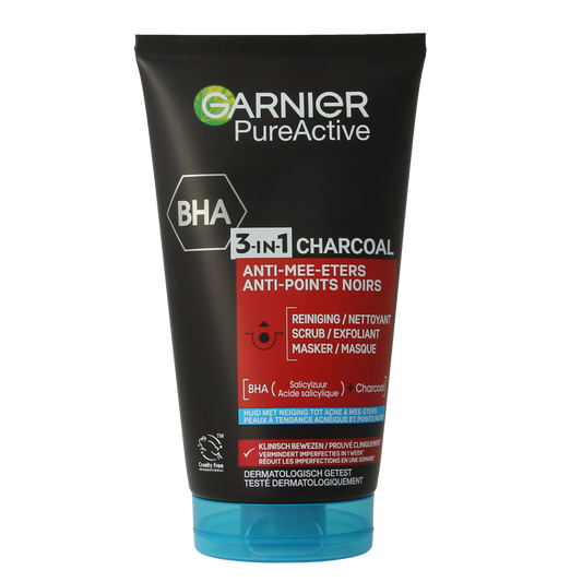 Garnier SkinActive  pure active 3-in-1 charcoal reiniging 150.00 Milliliter
