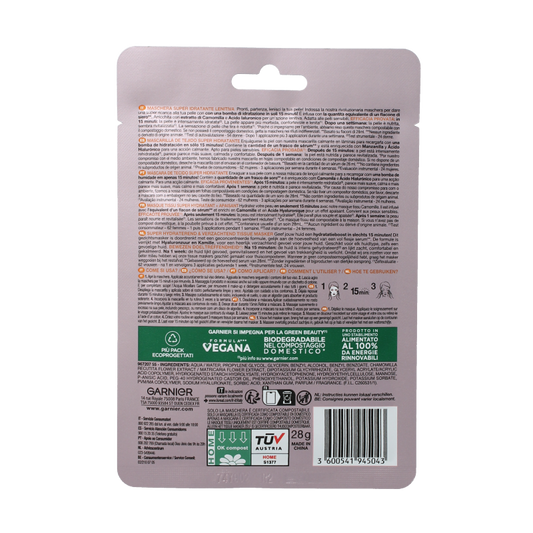 Garnier Skin act tissue masker kamille& hyaluronzuur 1 Stuks