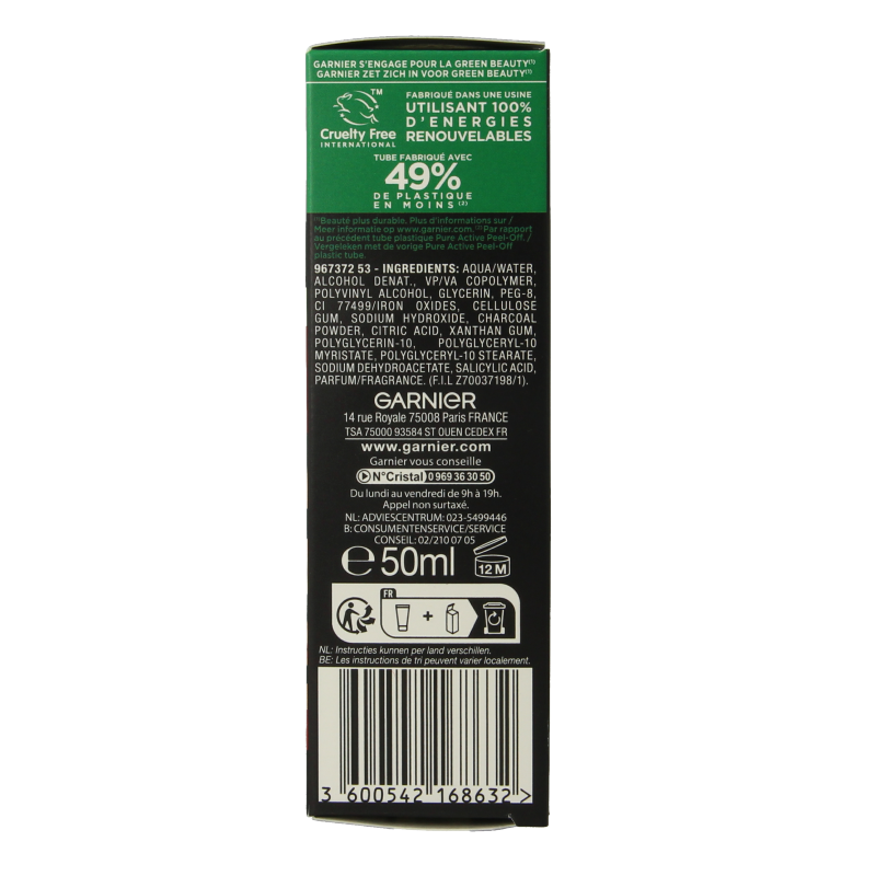 Garnier Pure active peel-off masker charcoal 50 Milliliter