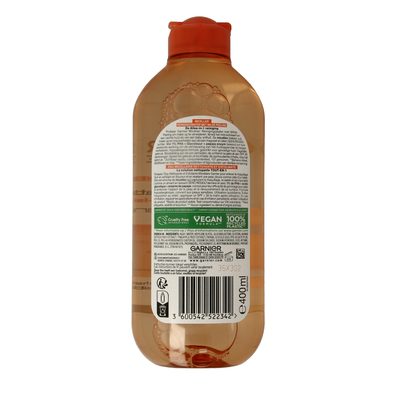 Garnier SkinActive micellair reinigingswater milde peeling 400 Milliliter