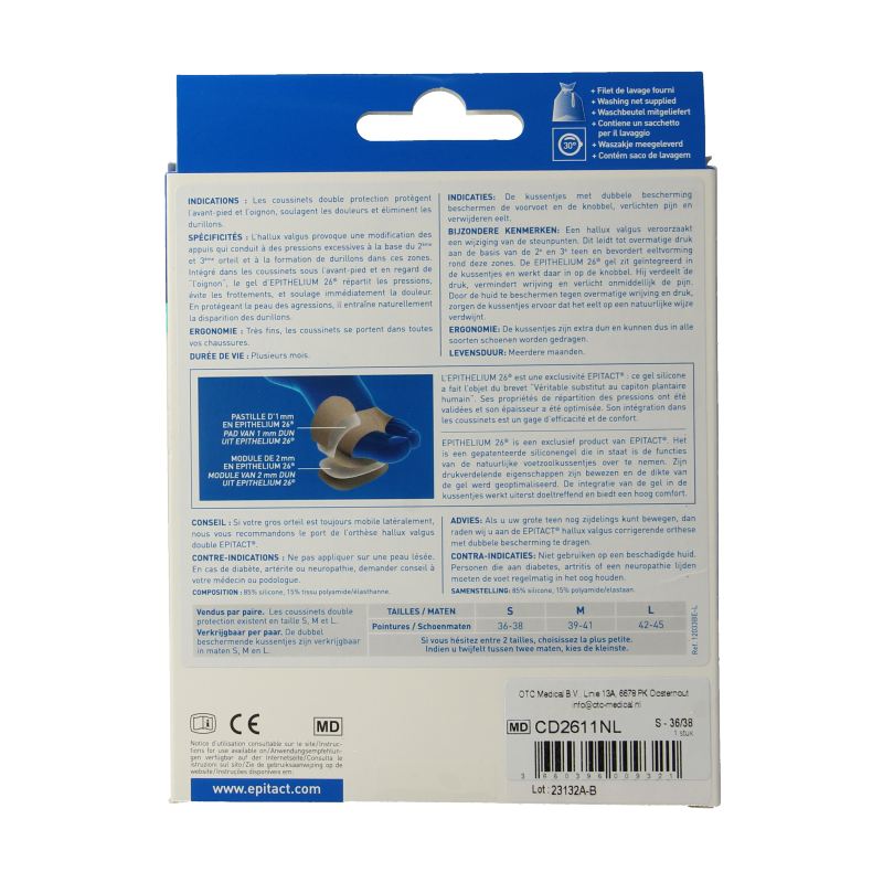 Epitact Voetzoolkussentjes dubbel maat 36/38 2 Stuks
