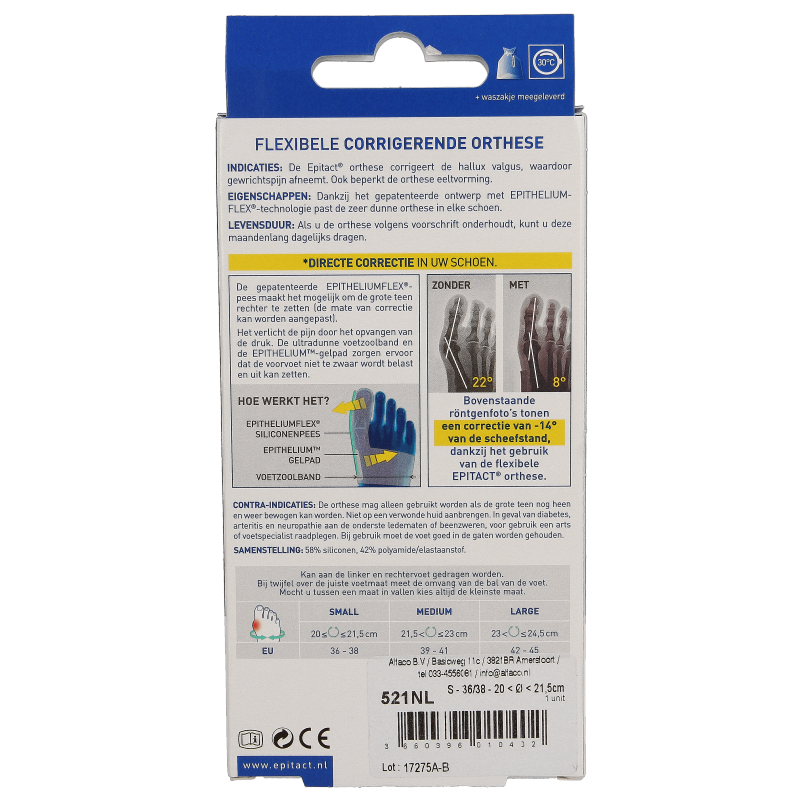 Epitact Hallux valgus corrigerende orthese maat 36/38 1 Stuks