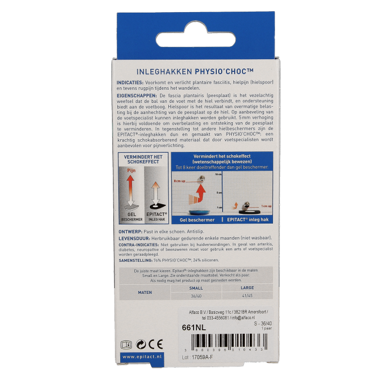 Epitact Hielspoor inleghakken met physio choc maat 36/40 2 Stuks