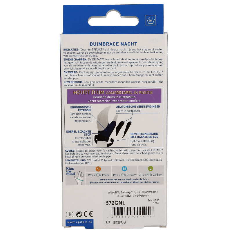 Epitact Duim orthese nacht links maat M 1 Stuks