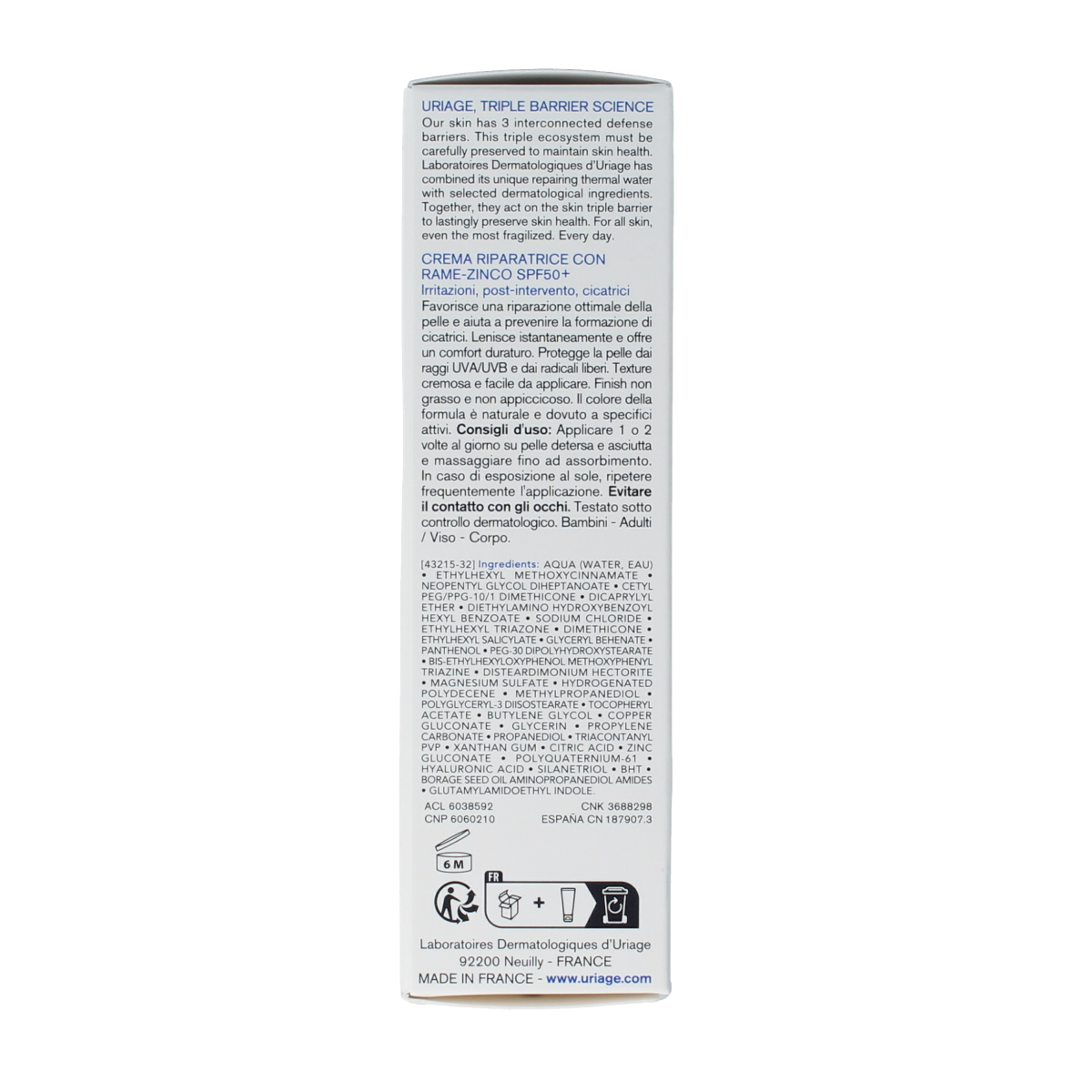 Uriage Bariederm cica creme SPF50 40.00 Milliliter
